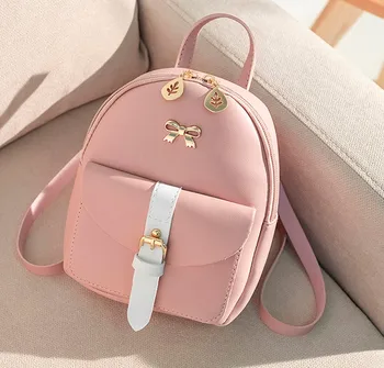 

2020 Luxury PU Leather Kawaii Cute Bag backpacks Women's Mini Backpack Sweet Buckle School Bags Bow-knot Bag Simple Travel Bag #
