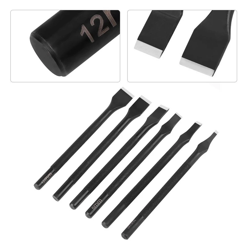 6 Pcs/Set DIY Leather Hole Punch Tool Slotted Straight Flat Tip Punch Cut Leather Craft DIY Tool