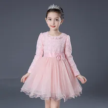 Платье для девочек; сезон осень; Новинка года; повседневное свадебное платье с длинными рукавами; цвет желтый, розовый; кружевные вечерние платья для девочек; vestido infantil; платье
