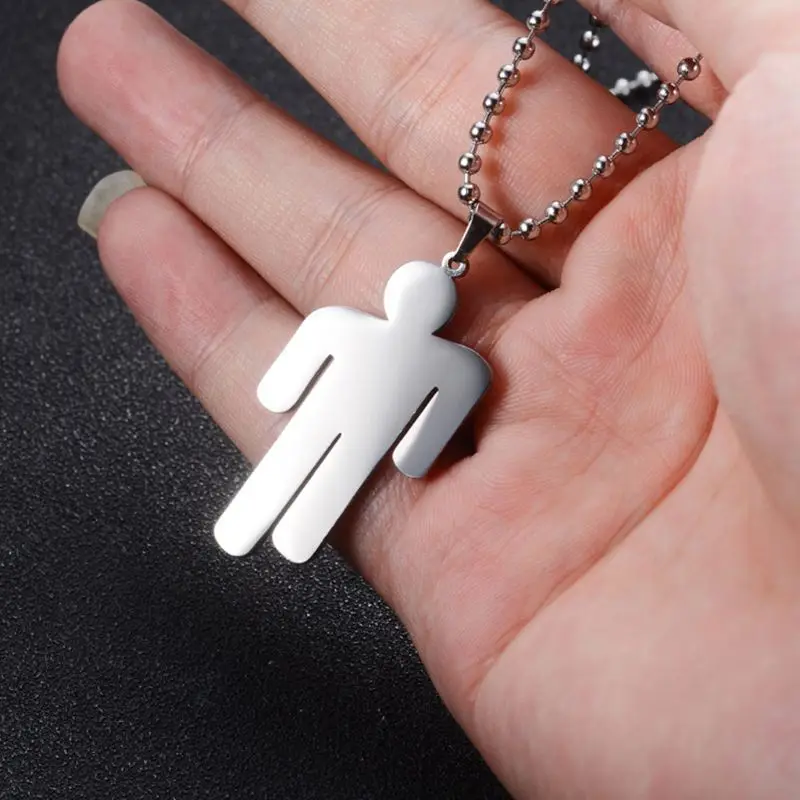

Billie Eilish Singer Pendant Necklace Stainless Steel Human Shape Fans Jewelry