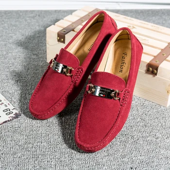 

Mens Loafers Suede Leather Shoes Handmade Men Shoes Casual Luxury Brand Man Loafer Red Car Driving Shoes Slipon Man Moccasins