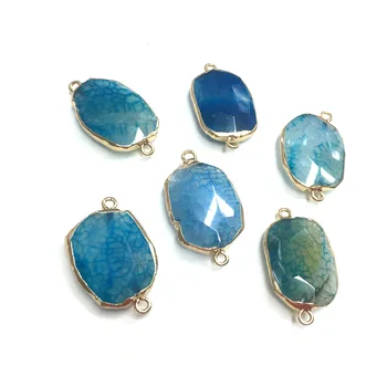 

New 1pc Natural Stone Irregular Blue Dragon Bone Agate Pendant Connector Charm Pendant for DIY Jewelry Making Size 20x30mm