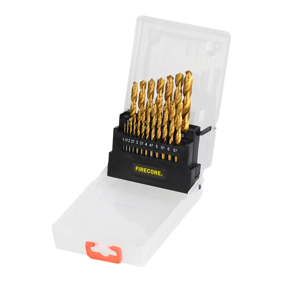 Comprare Firecore 19pcs di Titanio Rivestito HSS 1.0 10 millimetri Twist Drill Bit Set per Legno Plastica e Metallo Morbido copriletto