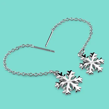 

woman925 sterling silver earrings,simple snowflake pendant design Sterling silver long earrings,woman popular silver jewelry