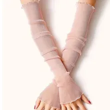 Летние противоскользящие носки с манжетами, ледяными рукавами, сетчатые носки, ботинки двойного назначения, перчатки из вискозы, кружевные, филигранные, дышащие