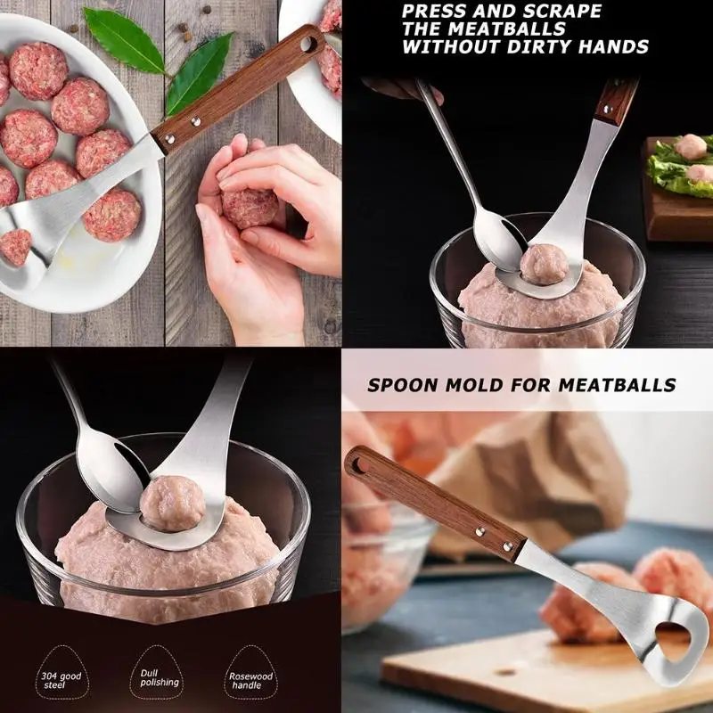 Антипригарный Meatball Maker Нержавеющая сталь кухонная ложка DIY приспособление для отливки инструмент