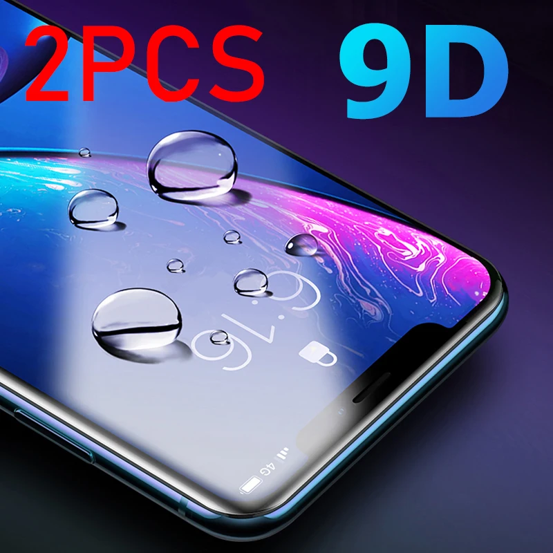 2 шт./лот 9D закаленное стекло для iPhone X XR 6 6S 7 8 Plus полное покрытие на 11 Pro MAX защита