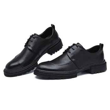 

Men Shoes Black Formal Business Classic Man Genuine Leather Lace-up Round Toe Oxford Chaussure Homme Wedding Party Footwear