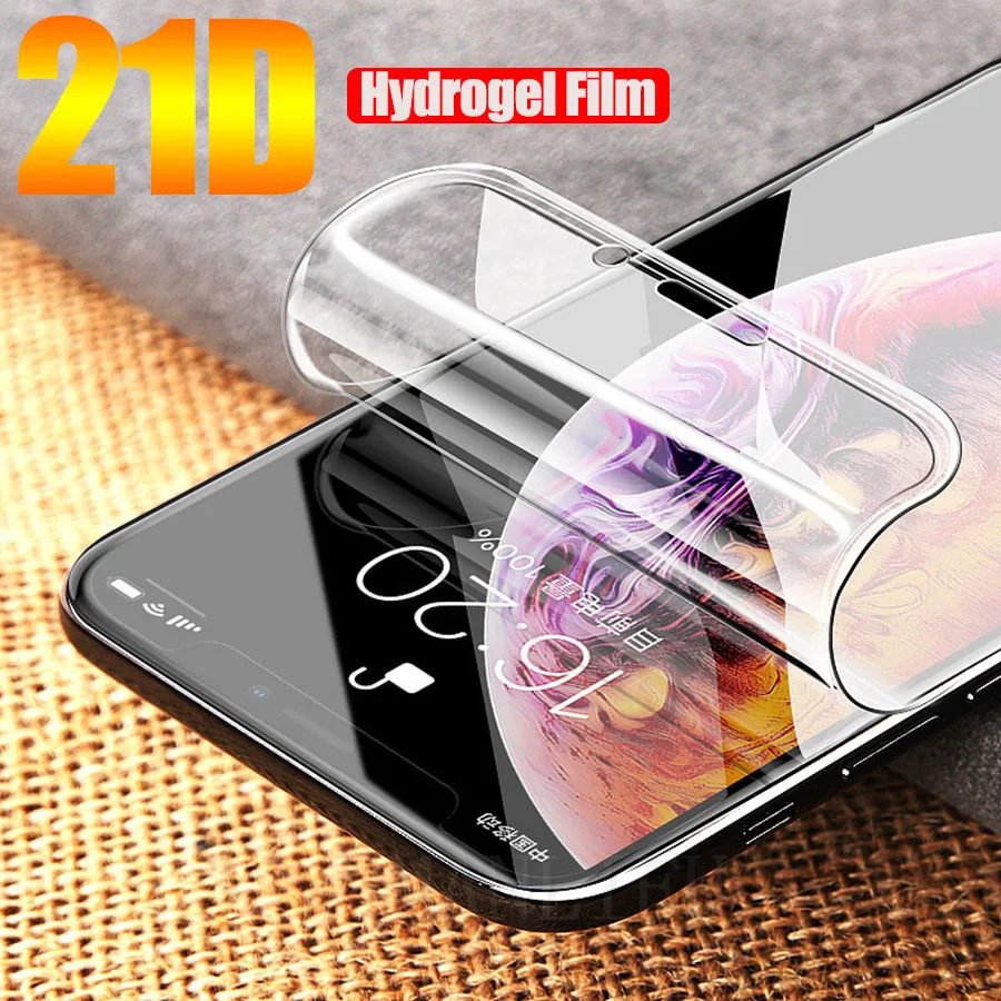 Película de hidrogel suave 21D para apple iPhone 11, 12 Pro, XS Max, XR, iphone X, 7, 8 Plus, Protector de pantalla de silicona TPU, no cristal