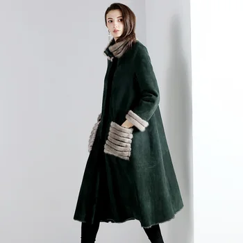 

Natural Real Fur Coat Autumn Winter Coat Female Mink Fur Collar Wool Jacket Women Clothes 2020 Double-faced Fur Tops ZT4127