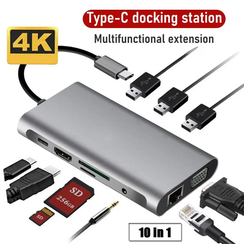 Док-станция 10 в 1 для USB 3 0 Type-C к RJ45 HDMI VGA PD TF Micro-SD | Компьютеры и офис