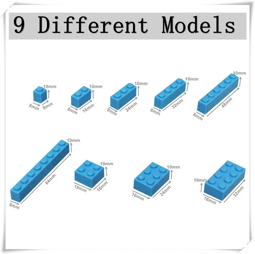 DIY 두꺼운 벽돌 빌딩 블록, 혼합 도시 크리에이티브 빌딩 부품, 1x1, 1x2, 1x3, 1x4, 1x6, 1x8, 2x2, 2x3, 2x4, 100 개