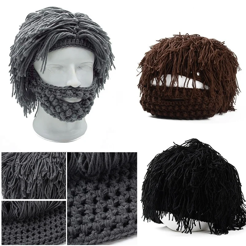 Вязаная мужская зимняя вязаная шляпа с усами Beanies Face Tassel маска велосипедиста лыжные теплые шапки забавная шапка подарок