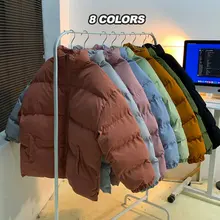 

2021 Men Harajuku Colorful Bubble Coat Winter Jacket Fashion Mens Streetwear Hip Hop Parka Black Clothes Oversized Woman Jackets