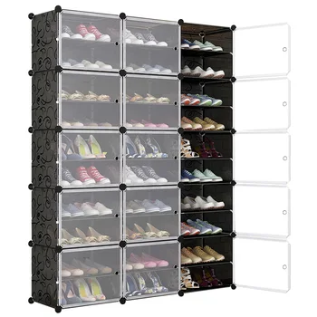 

Multilayer Simple Shoe Rack Space Saving Shoes Boots Organizer Closet DIY Assembled Module Shoe Cabinet with Door Home Furniture