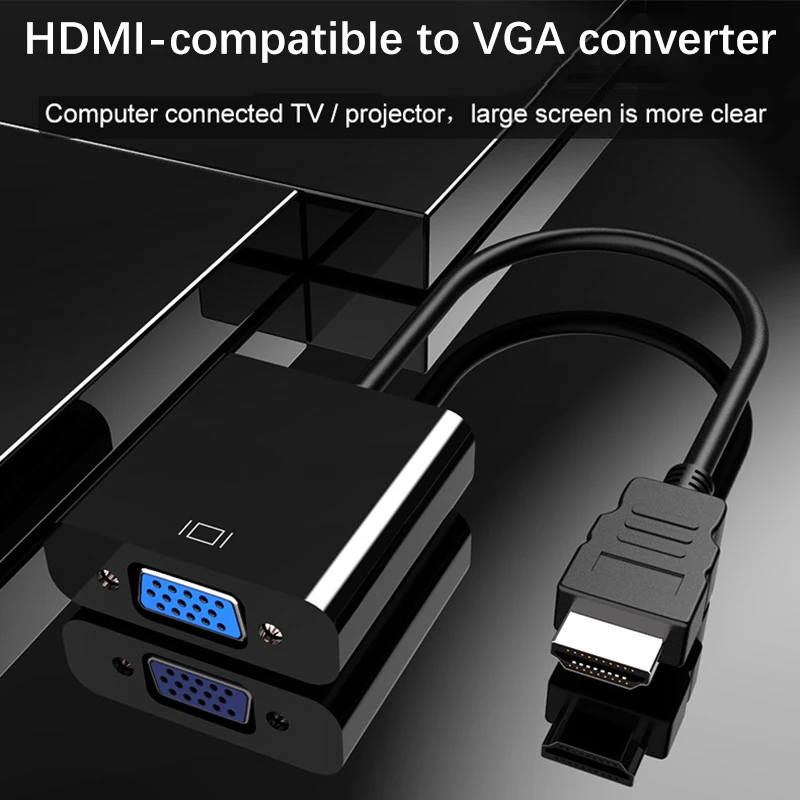 HDMI-compatible to VGA Adapter Cable Digital to Analog 1080P Video HDMI-compatible VGA Converter for HDTV PC Laptop Projector