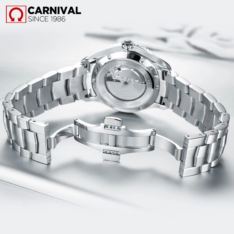 CARNIVAL Automatic Mechanical Watches Men Top Brand Luxury Business Waterproof Stainless Steel Male Clock Relogio Masculino