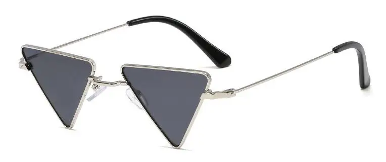 Новые металлические кошачьи оправа для глаз черные треугольные солнечные очки Модные женские мужские Роскошные Дизайнерские сумасшедшие солнцезащитные очки в стиле стимпанк - Цвет линз: C3 silver gray