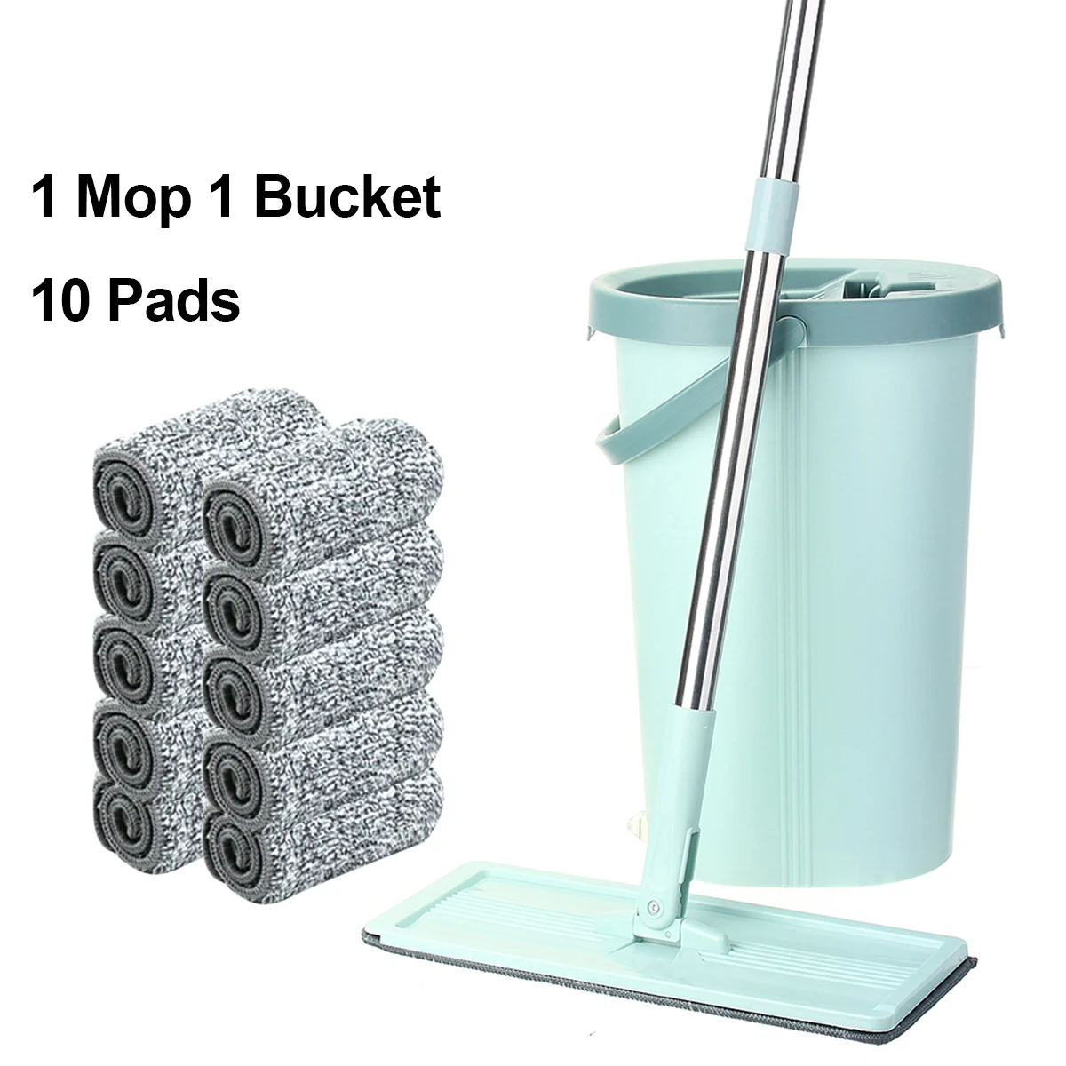

Flat Squeeze Mop And Bucket Hand Free Wringing Floor Cleaning Microfiber 360 Degree Mop Pads Wet Or Dry Usage Cleaning Tools