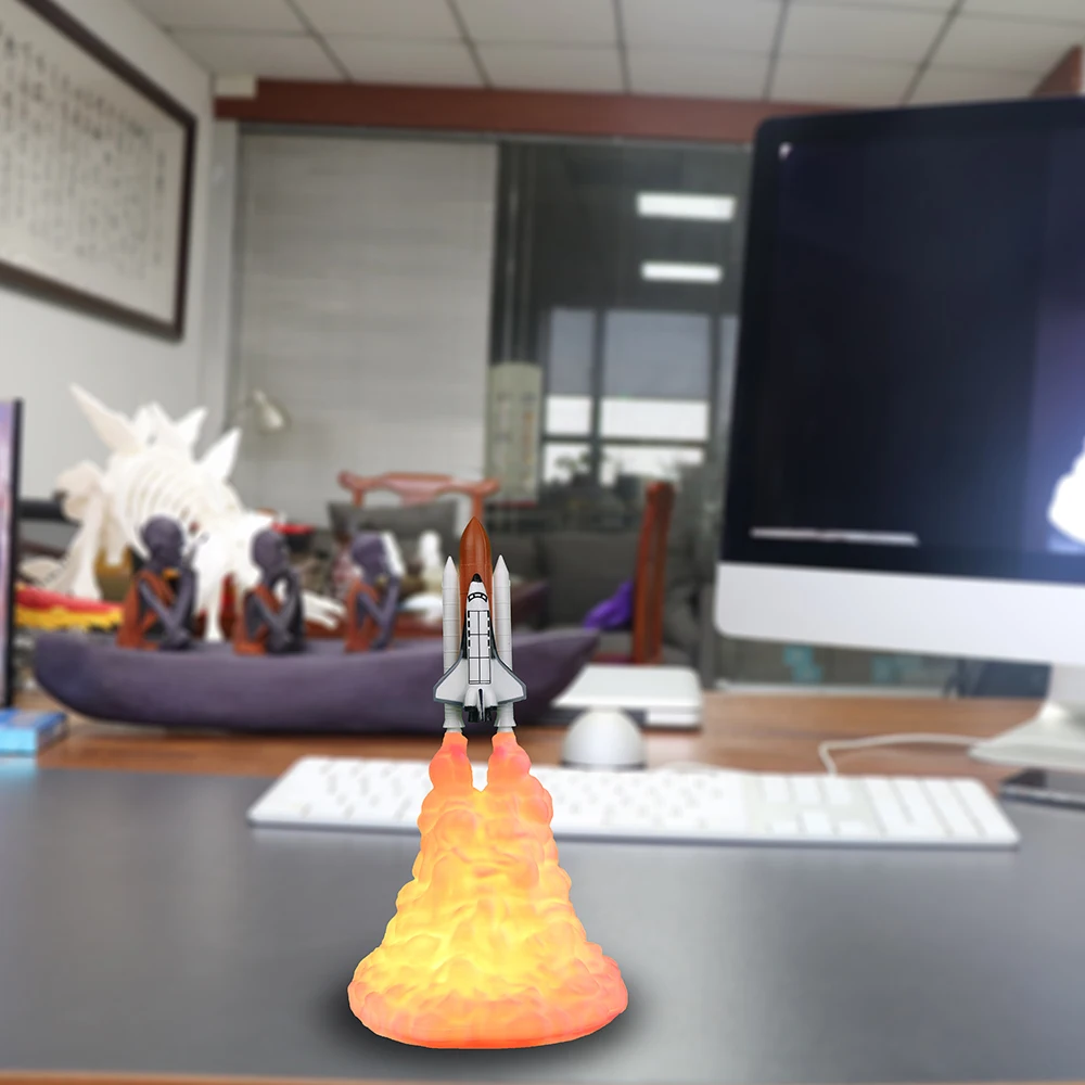 Светодиодный ночной Светильник 3D принт космический челнок лампа зарядка через usb Луна Galaxy красочные лампы для пространство любителей домашнего декора дропшиппинг