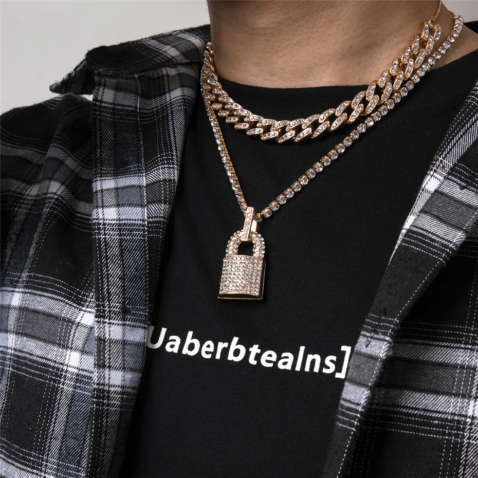 KunJoe 2021 New Hip Hop Bling Lock Pendant Choker Iced Out Shiny Cubic Zircon Necklace For Men Charm Jewelry Fashion Punk China KunJoe 2021 New Hip Hop Bling Lock Pendant Choker Iced Out Shiny Cubic Zircon Necklace For Men Charm Jewelry Fashion Punk China