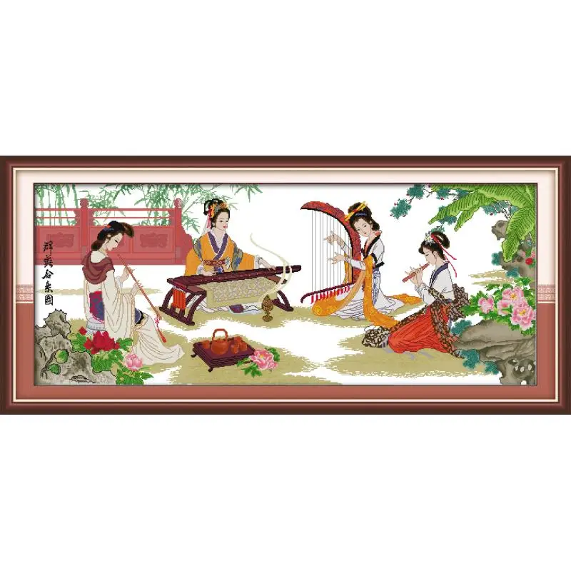 Joy Sunday Набор для вышивки крестиком KitsFour Beauties Happy Together Paintings11 &amp 14 ctрукоделие | Дом и