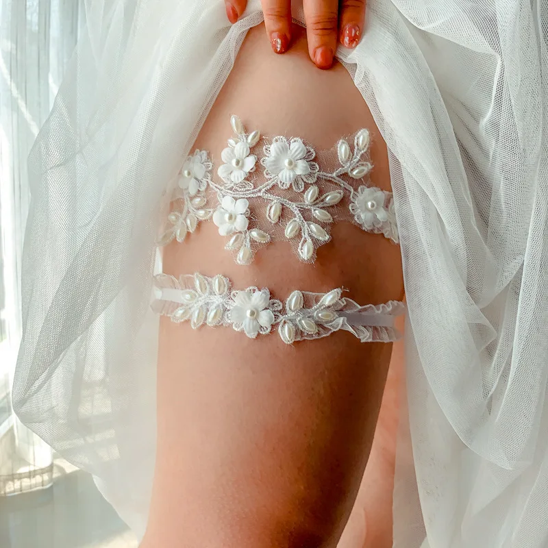 Bridal dress decoration bridal garter belt Wedding Garter Belt Rhinestone Embroidery Flower Beading Sexy Garters for Women Bride Thigh Ring Bridal Leg Garter