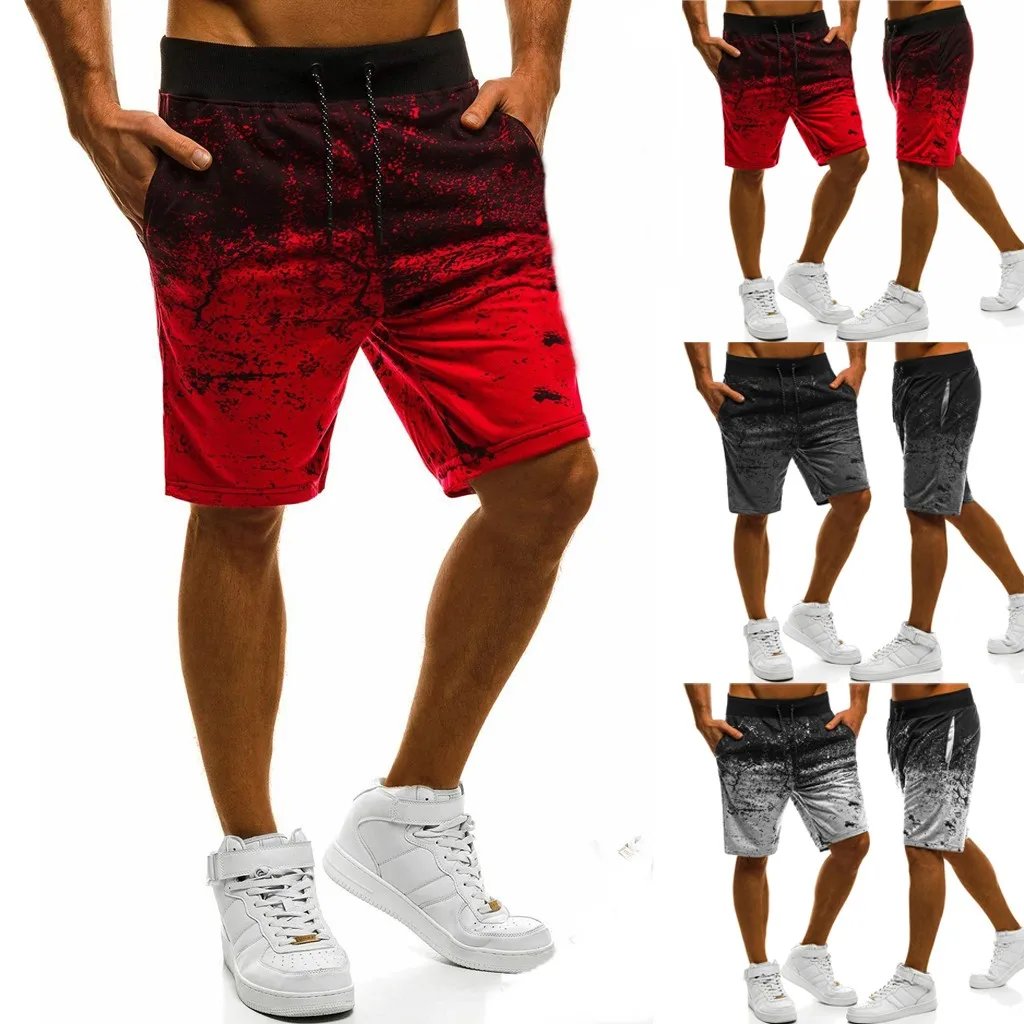 

sweatpants men2019 Men's casual chaotic gradient shorts Summer sports jogging fitness prints drawstring shorts trousers 8.28