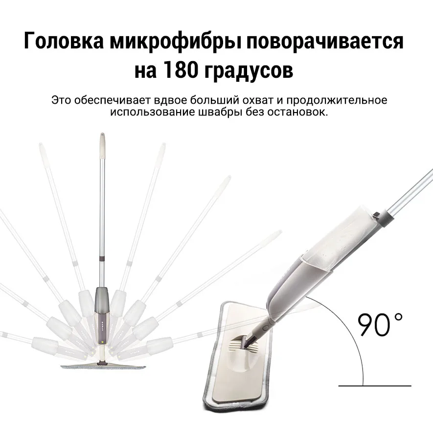 Распылительная швабра для пола с многоразовыми подушечками из микрофибры Швабра