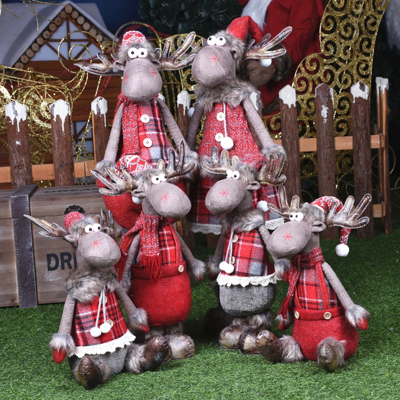 navidad rena figuras de natal decorações da árvore de natal ano novo decorações de natal enfeites de alce para casa windown