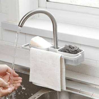 

Double-grids Household Faucet Storage Rack Dishcloth Drain Rack For Kitchen Sink