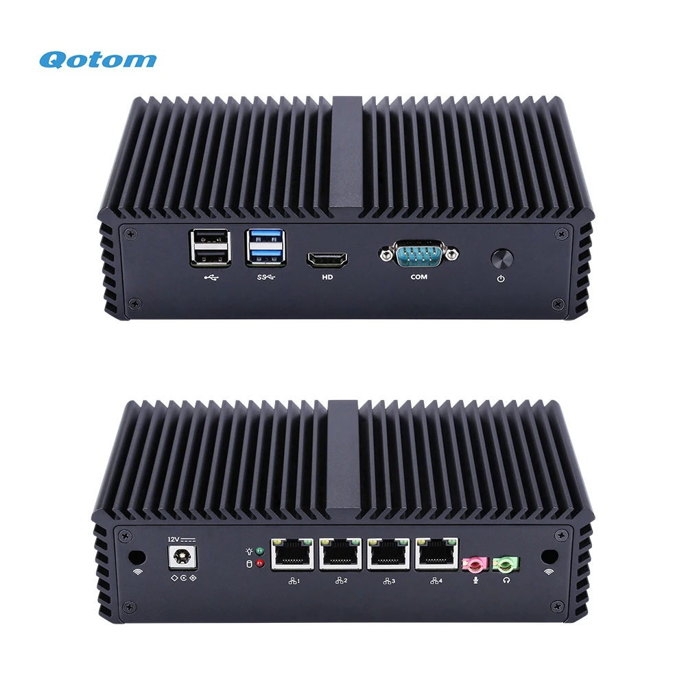  QOTOM Pfsense Mini PC with Core i3 i5 i7 processor and 4 Gigabit NICs support AES-NI Serial Fanless