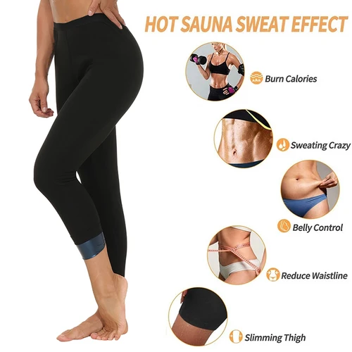 여성 열 레깅스 운동 사우나 바지 바디 셰이퍼 땀 Shapewear 체중 감소 슬리밍 레깅스 허리 트레이너 허벅지 트리머 4