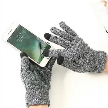 

Unisex Winter Knit Touch Screen Gloves Thick Warm Lined Non-Slip Palm Mittens
