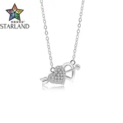 Starland оригинальный любовник два сердца ожерелье для женщин 2019 Лето Новые 925 серебряные украшения-шармы подарок для женщин Свадьба