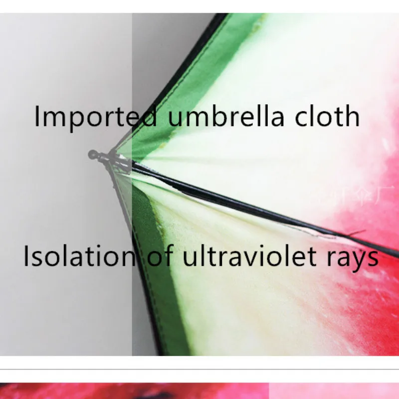 Watermelon Creative Sunshade Black Umbrella Rain Dual-use Three-fold Umbrella Black Plastic Printing Umbrella