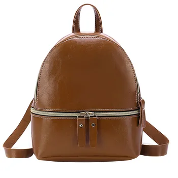 

Women Solid Leisure Travel Bags Multifunctional Student Fashion Zipper Closure Backpack PU Leather School Crossbody College