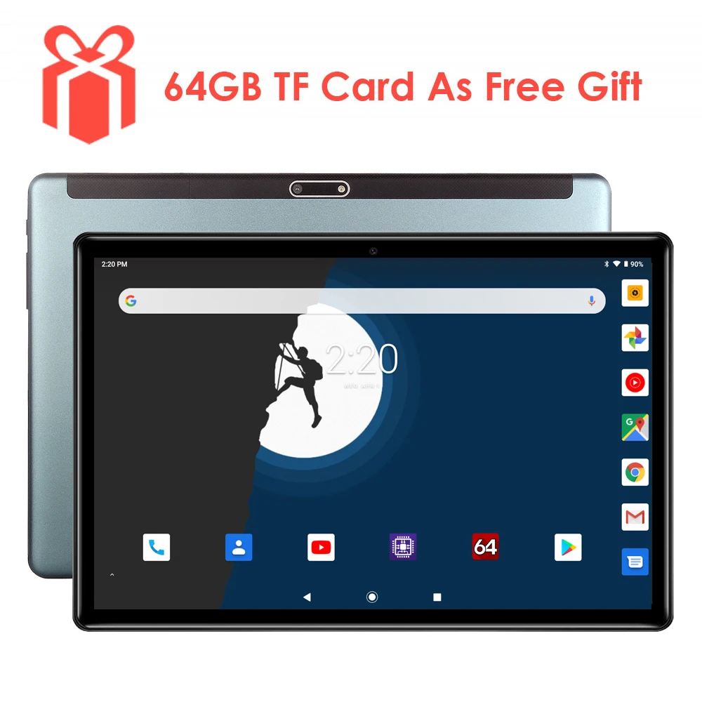 

2020 Version 10 inch tablet Android 9.0 OS 3G Phone Call Quad Core 32GB eMMC Storage 1280x800 IPS Kids Tablets 2.5D Glass