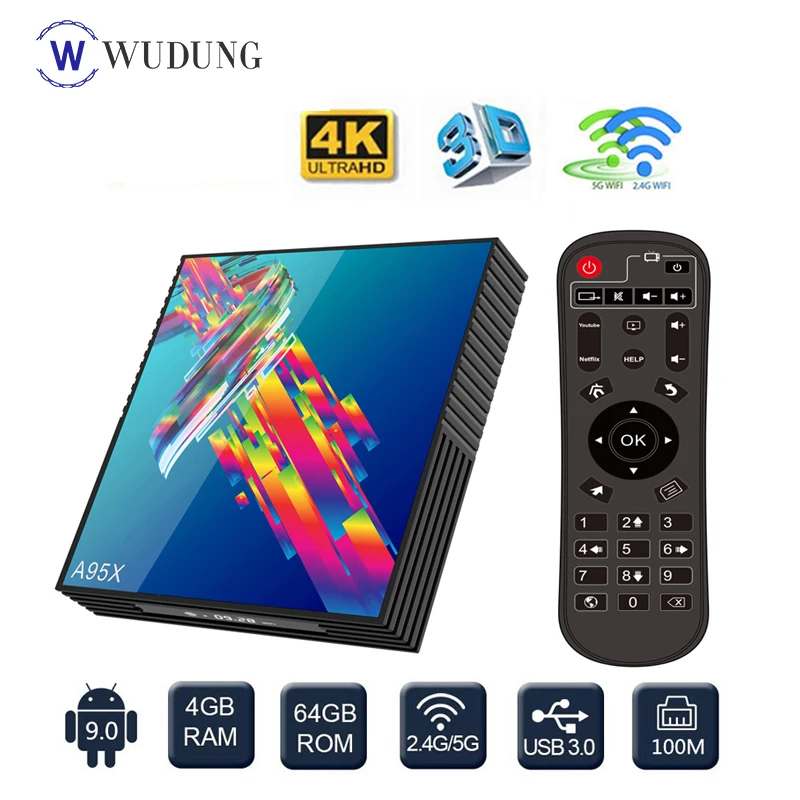 Приставка Смарт-ТВ A95X R3 Android 9 0 4 + 64 ГБ ядра 4K HD Wi-Fi | Электроника