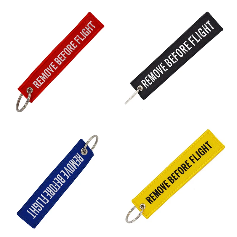 HOT Remove Before Flight Key Ring Special Luggage Tag Label Woven Keychain For Aviation Gifts  Keychain Fashion Jewelry