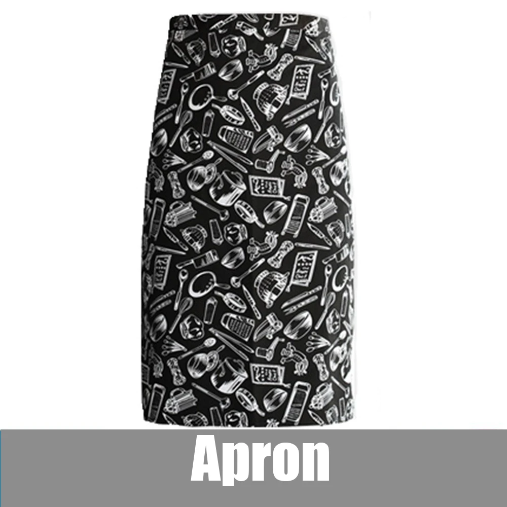 Apron 2 Пентаграмма вышивка длинный рукав шеф Униформа унисекс Стенд воротник комбинезоны кафе хлебобулочные парикмахерские салон бар работа официанта рубашка - Цвет: Apron 2
