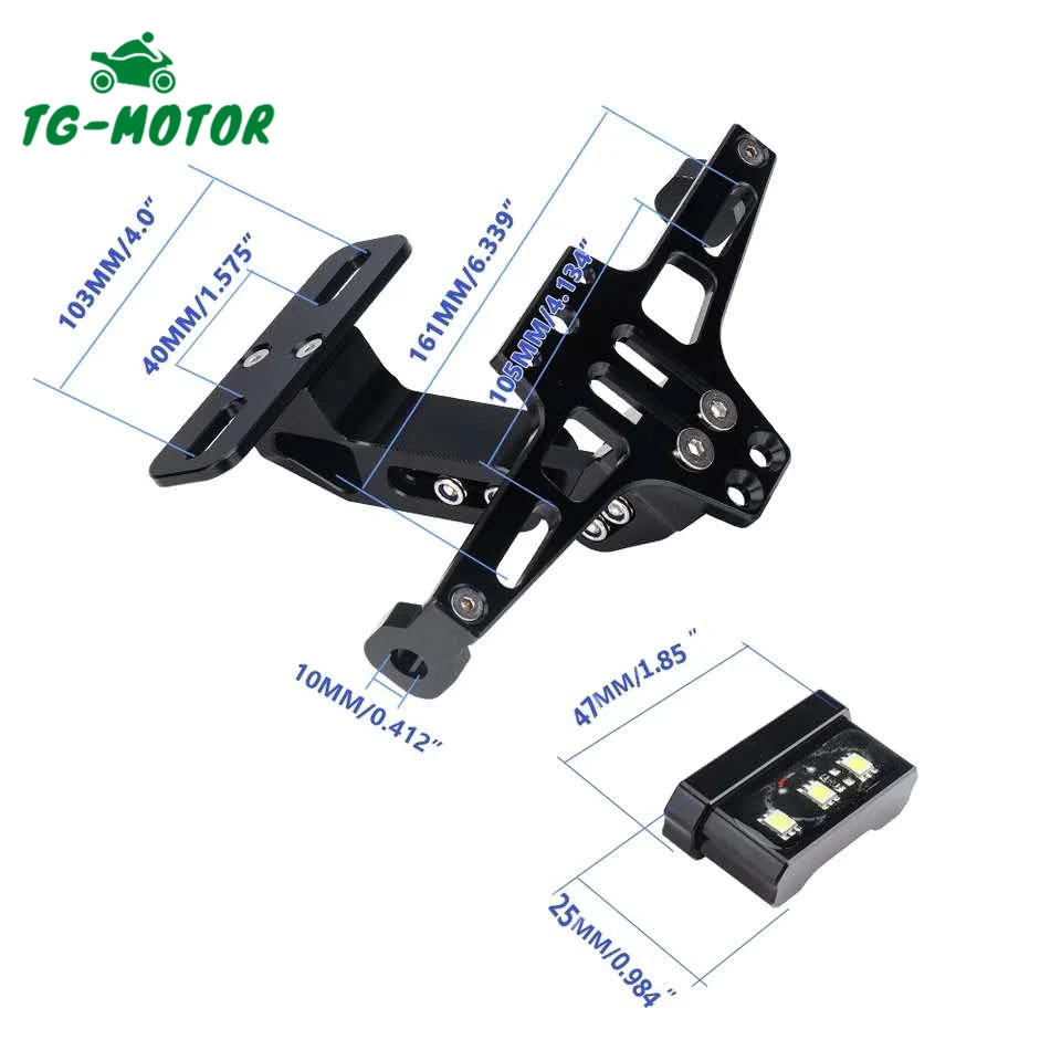 

Алюминиевый угловой кронштейн TG-Motor CNC для заднего номерного знака мотоцикла, универсальный держатель для светодиодного освещения для Honda ...
