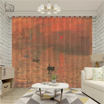 

Impression Sunrise Window Curtain Living Room Bedroom Claude Monet Curtains For Cortinas Rideaux Ultra-thin Micro Shading