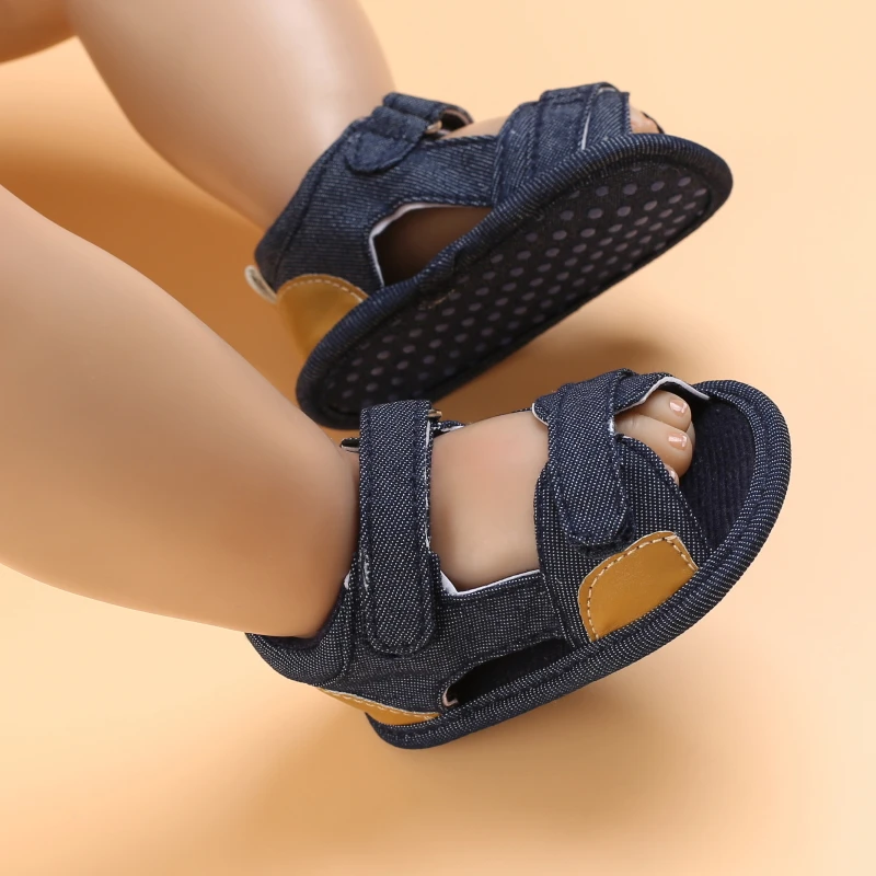 2021 NEW 0-18Months Kids Newborn Baby Boys Fashion Summer Soft Crib Shoes First Walker Anti Slip Sandals Shoes Soft Sole