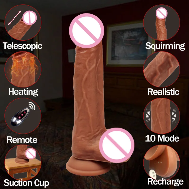 Big Dildo Vibrator Huge Automatic Telescopic Heating Penis Suction Cup Dildo Realistic Dildos for Women Sex Toys for Adult