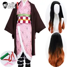 HSIU Kamado Nezuko Аниме Косплей Костюм парик демон убийца Kimetsu no Yaiba кимоно униформа плащ ПОЛНЫЙ КОМПЛЕКТ Хэллоуин градиент волос HSIU Kamado Nezuko Аниме Косплей Костюм парик демон убийца Kimetsu no Yaiba кимоно униформа плащ ПОЛНЫЙ КОМПЛЕКТ Хэллоуин градиент волос