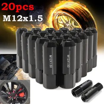 

New 20Pcs/Set Aluminum M12X1.5 60mm Extended Tuner Racing Lug Nuts Wheels Rims Black For Nissan /Infiniti /Subaru /Suzuki /Mazda