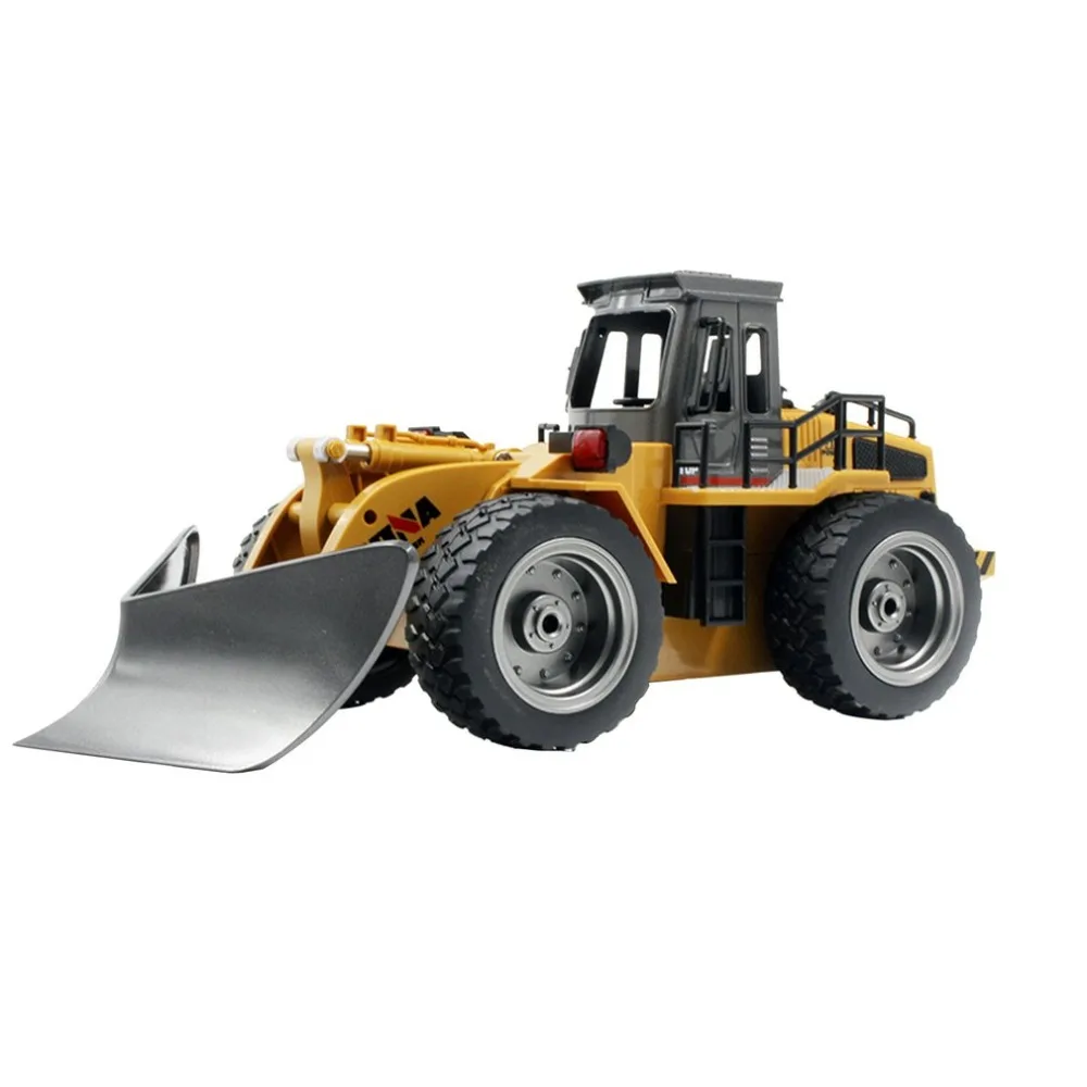 HUINA 1586 1:18 6CH Die-Cast Alloy Remote Control Snowplough Engineering Truck Static Model Toy Caterpillar Wheel Kids Toys Gift