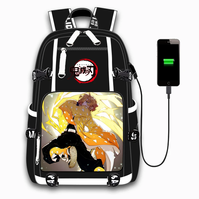 Сумки для ноутбука с зарядкой от usb, аниме, Demon Slayer: Kimetsu no Yaiba, Школьный Рюкзак Для Путешествий, сумка для книг, рюкзак для подростков, студентов, мужчин - Цвет: Style-2