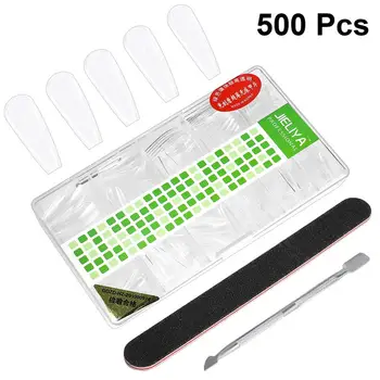 

1 Set Finished Nail Patch And Nail Polishing File Set Fake Nail Tips Detachable Nail Decals Nail Buffers Nail Art Stickers